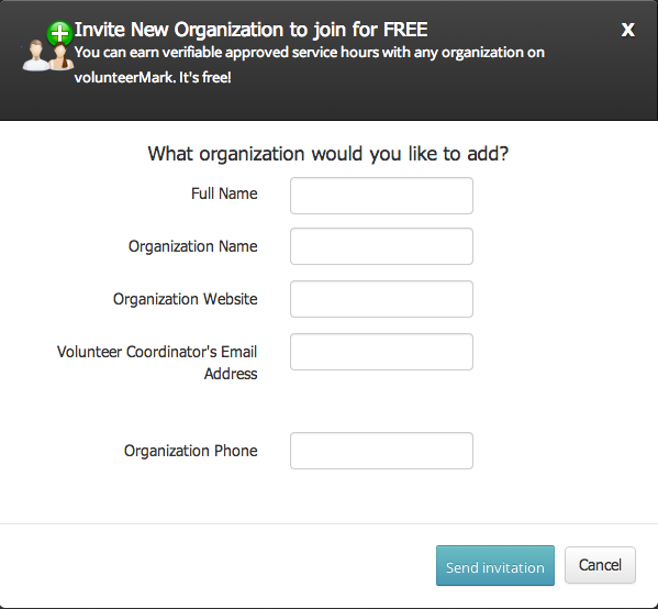 Invite new organization to join VolunteerMark