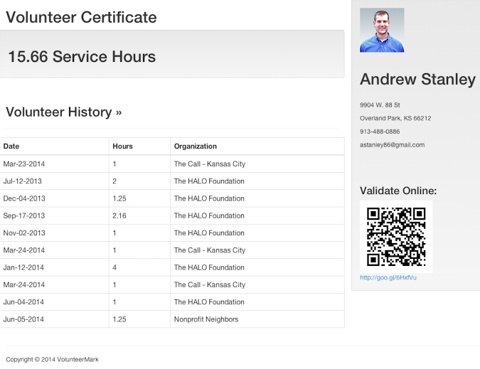 Andrew's service certificate